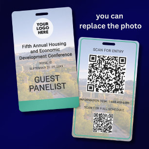 Location Replaceable Photo QR Logo Conference  Badge