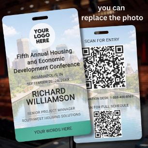Location Replaceable Photo QR Logo Conference Badge