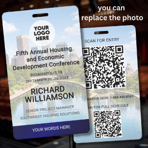 Location Replaceable Photo QR Logo Conference Badge