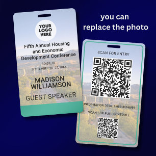 Location Replaceable Photo QR Logo Conference Badge