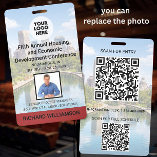 Location Replaceable Photos QR Logo Conference Badge