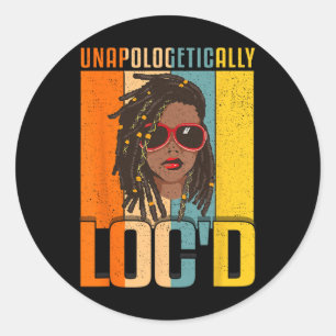 Loc'd Black Queen Melanin Loc'd Hair  Classic Round Sticker