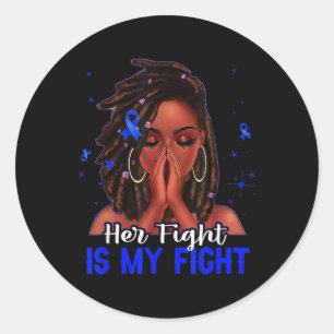 Loc'd Hair Black Woman Her Fight Is My Fight Diabe Classic Round Sticker