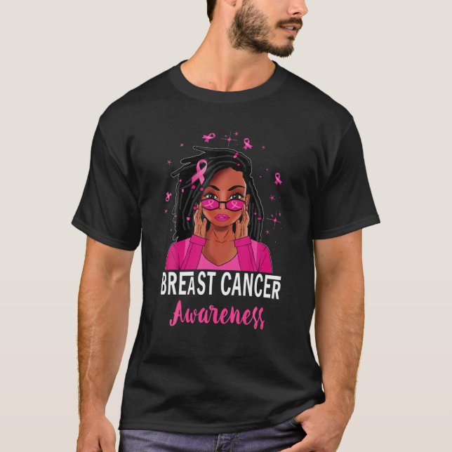 Loc'd Hair Black Woman Queen African Breast Cancer T-Shirt (Front)
