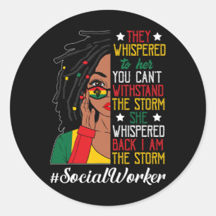 Loc'd Hair Black Women Social Worker Juneteenth  Classic Round Sticker