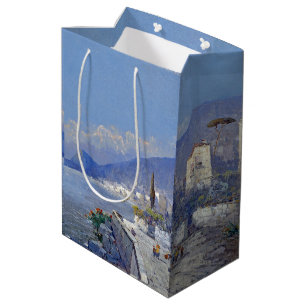 L'océan d'île de Capri Italie fleurit le sac bleu
