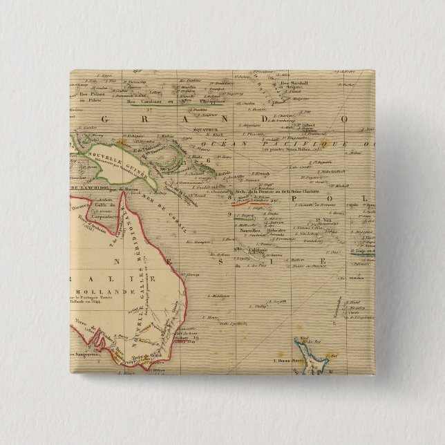 L'Oceanie en 1841 2 Inch Square Button (Front)