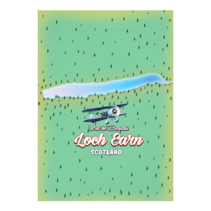 Loch Earnmap Scotland vintage map Photo Print