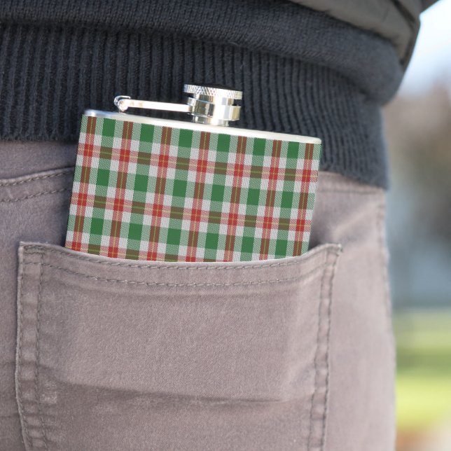Loch Lomond Tartan Plaid Pattern Hip Flask (In Situ)