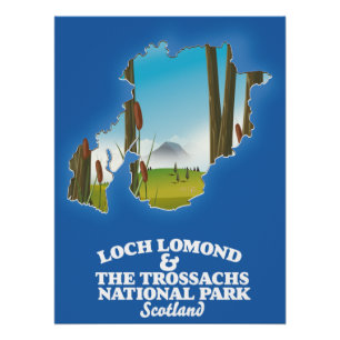 loch lomond & the trossachs national park map poster