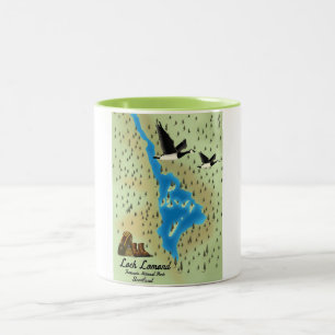 Loch Lomond,Trossachs, Scotland map Two-Tone Coffee Mug