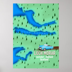 Loch Morar Lochaber Highland Scotland map Poster