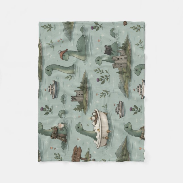 Loch Ness Monster  Fleece Blanket (Front)