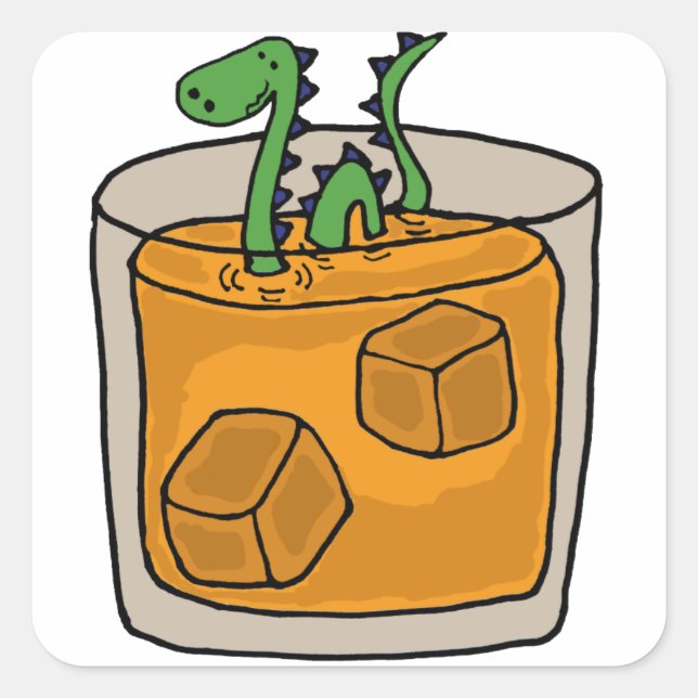 Loch Ness Monster in Scotch Whiskey Glass Square Sticker (Front)