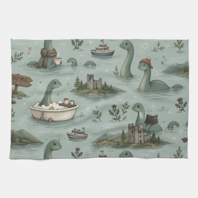 Loch Ness Monster  Kitchen Towel (Horizontal)