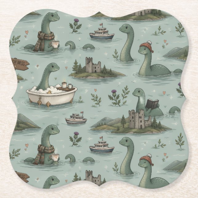 Loch Ness Monster  Paper Coaster (Front)