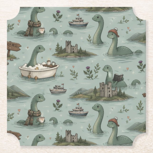 Loch Ness Monster  Paper Coaster (Front)
