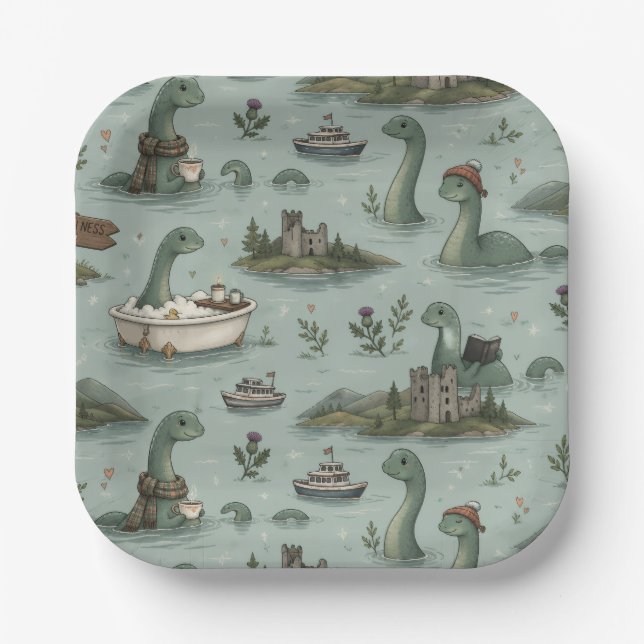 Loch Ness Monster  Paper Plate (Front)