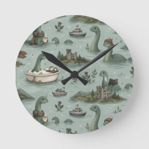 Loch Ness Monster Round Clock