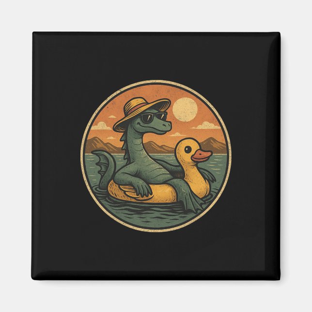 Loch Ness Monster Summer Vacation Float Retro Grap Magnet (Front)