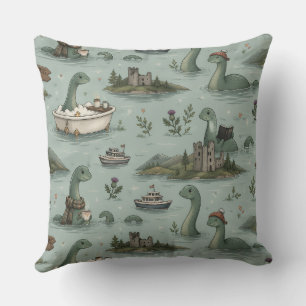 Loch Ness Monster Throw Pillow