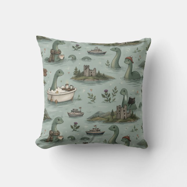 Loch Ness Monster  Throw Pillow (Front)