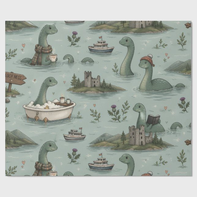 Loch Ness Monster  Wrapping Paper (Flat)