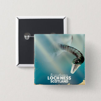 Loch Ness Scotland monster vintage travel poster 2 Inch Square Button