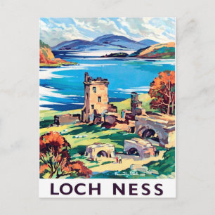 Loch Ness, Scotland, vintage travel Postcard