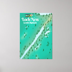 Loch Ness Scottish Highlands travel map Canvas Print