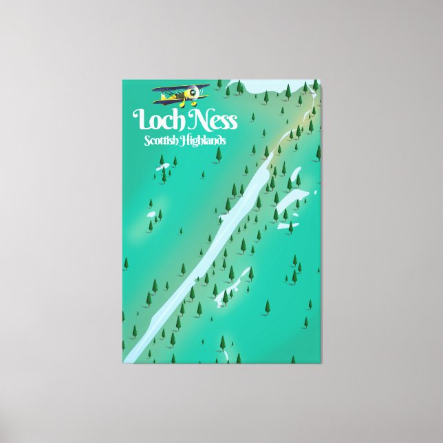 Loch Ness Scottish Highlands travel map Canvas Print (Front)