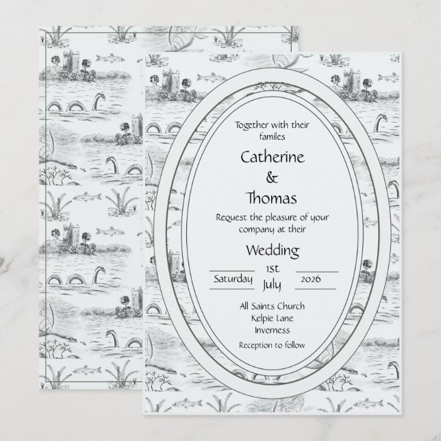Loch ness toile  invitation (Front/Back)
