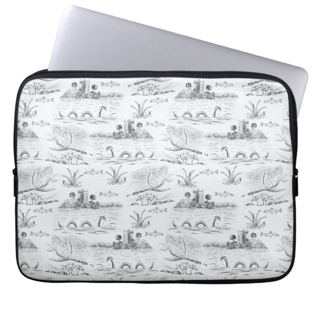 Loch ness toile laptop sleeve (Front)