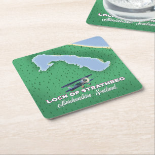 Loch of Strathbeg Aberdeenshire Scotland map Square Paper Coaster