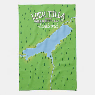 Loch Tulla Scotland Travel poster Map Kitchen Towel