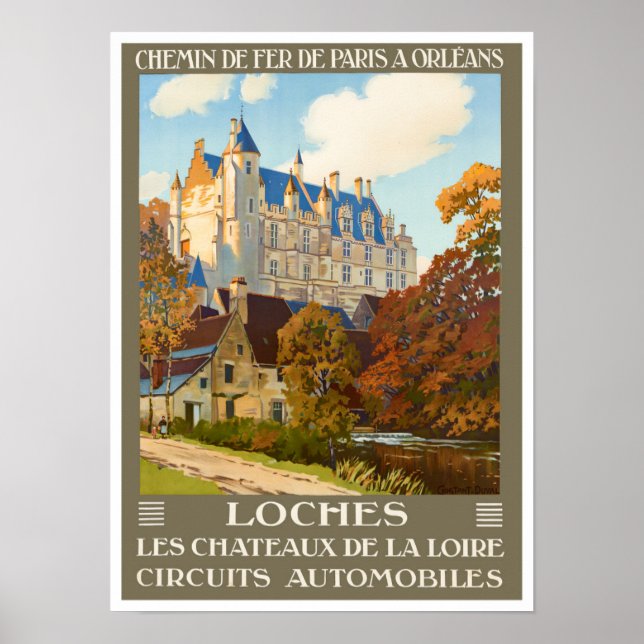 Loches France vintage travel Poster (Front)