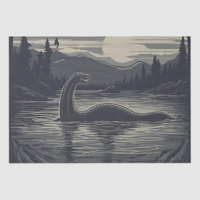 Lochness Nessie Cryptid Decoupage  Tissue Paper (Front)