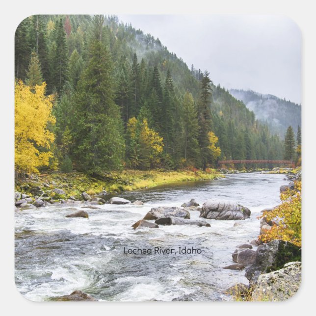 Lochsa River, Idaho, scenic photograph, Square Sticker (Front)