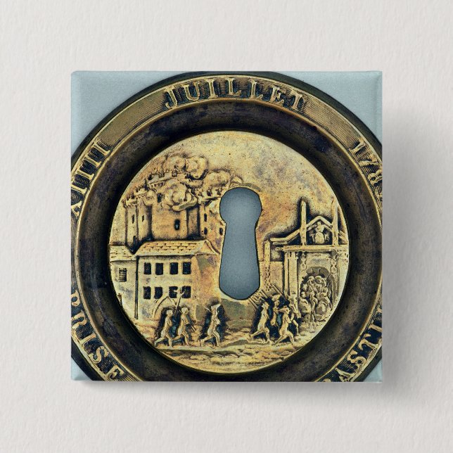 Lock depicting the Siege of the Bastille 2 Inch Square Button (Front)