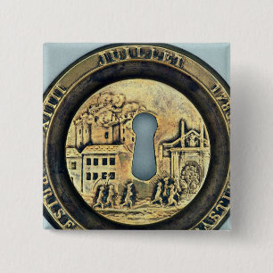 Lock depicting the Siege of the Bastille 2 Inch Square Button