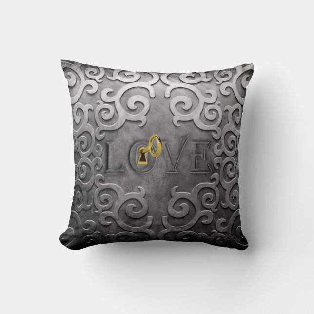 Lock Heart Throw Pillow (Front)