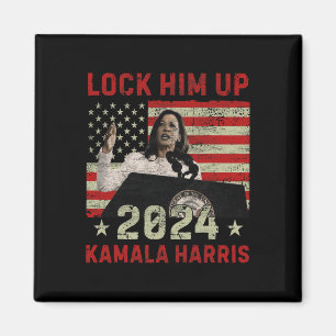 Lock Him Up Kamala Harris 2024 Us Flag Democratic Magnet