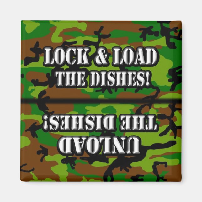 Lock & Load Camouflage Clean/Dirty Dishes Magnet (Front)