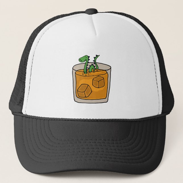 Lock Ness Monster in Scotch Whiskey Glass Trucker Hat (Front)