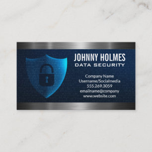 Lock Shield Logo Binary Code Business Card