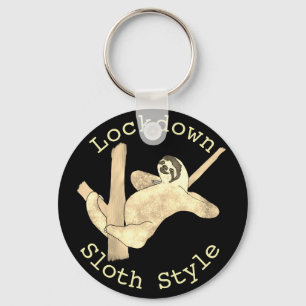 Lockdown Sloth Style Tree Lazy Chilling Animal Art Keychain