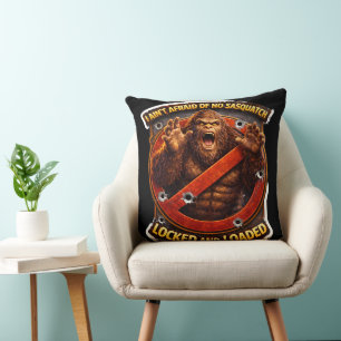 Locked and loaded Sasquatch hunting club throw pil Pillow