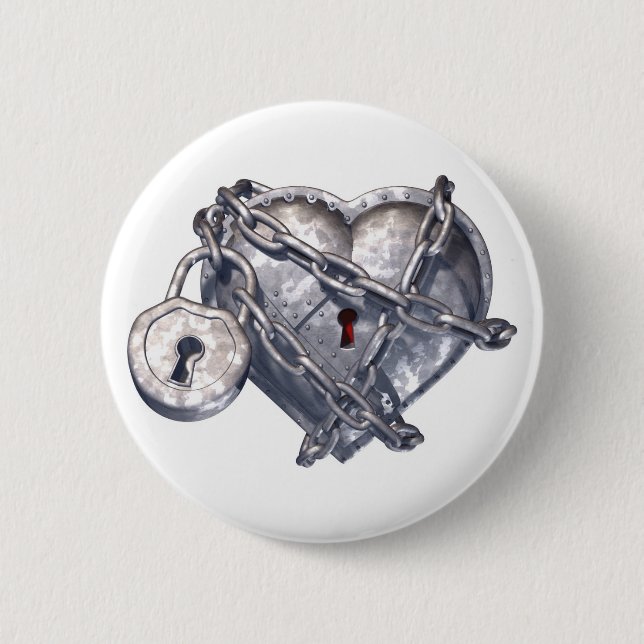 Locked Heart 2 Inch Round Button (Front)