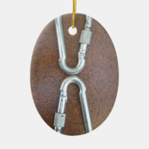 Locked In: Durable Steel Carabiner Lock Design Ceramic Ornament