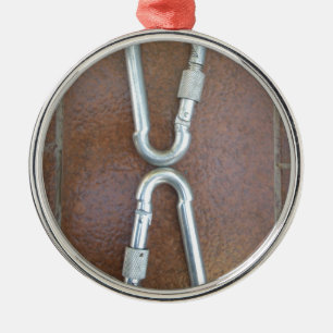 Locked In: Durable Steel Carabiner Lock Design Metal Ornament